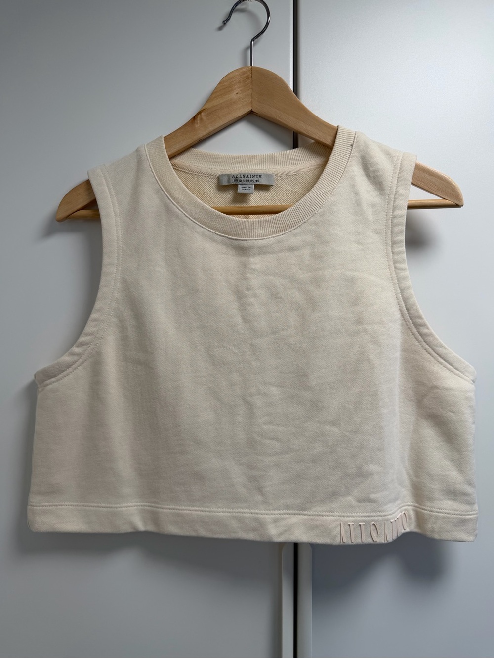 All Saints Cream Cropped Muscle Tank